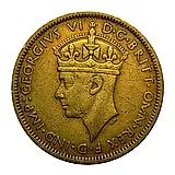 1 шиллинг 1945, KN, знак монетного двора: "KN" - Кингз Нортон Металл, Бирмингем [Британская Западная Африка]