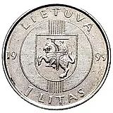 1 лит 1999, 10 лет Балтийскому пути [Литва]