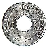 1/10 Penny 1910, Copper-Nickel, weight 1.9g. [British West Africa]