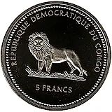 5 франков 2000, Защита Дикой Природы - Тукан [Демократическая Республика Конго]