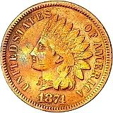 1 цент 1874, Indian Head Cent [США]