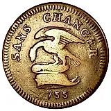 1 пенни 1733, Бронза /желтый цвет/ [Остров Мэн]