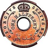 1/2 пенни 1952, без букв [Британская Западная Африка]