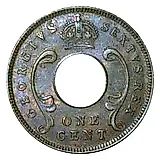 1 цент 1951, KN, знак монетного двора: "KN" - Кингз Нортон Металл, Бирмингем [Восточная Африка]