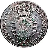 ½ Macuta 1789, Countermarked on ¼ Macuta [Angola]