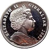 1 крона 2002, 50 лет правлению Королевы Елизаветы II - Елизавета с младенцем [Гибралтар]