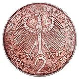 2 марки 1961, G, Макс Планк [Германия]