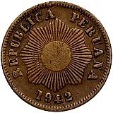 1 сентаво 1942, "CENTAVO" написано прямо [Перу]