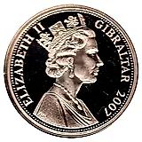 1 крона 2007, 60 лет свадьбе Королевы Елизаветы II и Принца Филиппа /Свадебный портрет/ [Гибралтар]