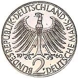 2 марки 1960, F, Макс Планк [Германия]