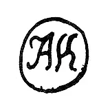 Master's Mark of Kolotoshin Alexey Fedorov - Yaroslavl - initials "AK" - 1842-1876