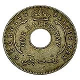 1/2 пенни 1949, H, знак монетного двора: "H" - Хитон, Бирмингем [Британская Западная Африка]