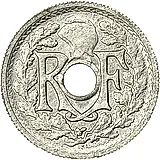 10 сантимов 1945, B, знак монетного двора: "B" - Бомон-ле-Роже [Франция]