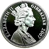 1 крона 2007, 60 лет свадьбе Королевы Елизаветы II и Принца Филиппа /Королевская карета/ [Гибралтар]