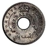 1/2 пенни 1949, KN, знак монетного двора: "KN" - Кингз Нортон Металл, Бирмингем [Британская Западная Африка]