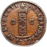 2 сантима 1850, AN47 на аверсе [Гаити]