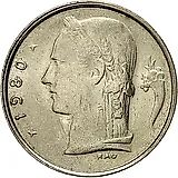 1 франк 1980, надпись на голландском - "BELGIE" [Бельгия]