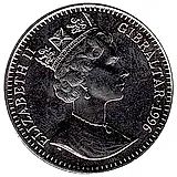 1 крона 1996, Чемпионат Европы по футболу 1996, Мельхиор (медь-никель) [Гибралтар]