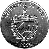 1 песо 1994, 500 лет открытию острова Эвангелиста /сталь с никелевым покрытием/ [Куба]