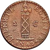 2 сантима 1846, AN 43 без точки [Гаити]