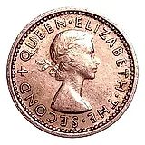 3 Pence 1956, No Shoulder Strap [New Zealand]