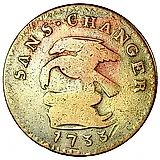 1 пенни 1733, Медь /коричневый цвет/ [Остров Мэн]