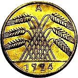 10 пфеннигов 1924, A, знак монетного двора "A" — Берлин [Германия / Веймарская республика]