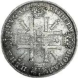 1 рубль 1724, СПБ, солнечный в наплечниках, над головой звезда