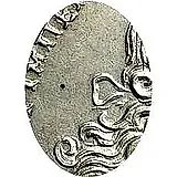 1 рубль 1728, тип 1727 года, с бантом у венка, голова разделяет надпись, ромбики разделяют надпись реверса