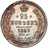 25 копеек 1863, СПБ-АБ