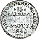 15 копеек - 1 злотый 1840, MW
