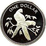 1 доллар 1975, красный ара [Белиз] Proof