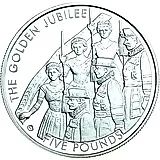 5 фунтов 2002, 50 лет вступления на престол королевы Елизаветы II (золотой юбилей) [Джерси] Proof