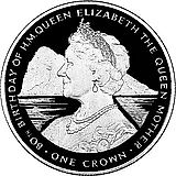 1 крона 1980, Королева-мать [Гибралтар] Proof