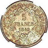 5 франков 1849, новый тип [Франция]