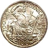 100 крон 1949, добыча серебра в Йиглаве [Чехословакия]