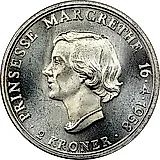 2 кроны 1958, принцесса Маргрет [Дания]