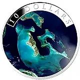 10 долларов 2014, вид из космоса [Багамские Острова] Proof