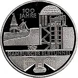 10 евро 2011, J, туннель под Эльбой [Германия] Proof