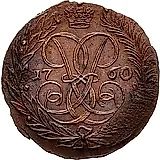 2 копейки 1760, номинал под Св. Георгием, гурт сетчатый