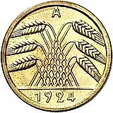 50 пфеннигов 1924, A, знак монетного двора "A" — Берлин [Германия / Веймарская республика]