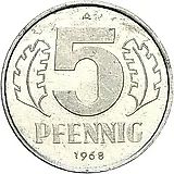 5 пфеннигов 1968, A [Германия / ГДР]