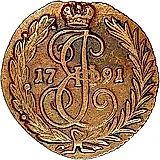 денга 1791, без обозначения монетного двора