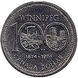 1 доллар 1974, Виннипег, никель (магнитный) [Канада]