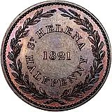 1/2 пенни 1821, Британская Ост-Индская компания [Остров Святой Елены / Острова Святой Елены, Вознесения и Тристан-да-Кунья]