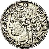 5 франков 1870, Лицо влево, 'LIBERTE·EGALITE·FRATERNITE' [Франция]