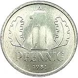 1 пфенниг 1981, А [Германия / ГДР]