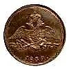 1 копейка 1839, СМ, орёл с опущенными крыльями, новодел