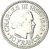 10 франков 1966, 110 лет вступлению на престол Чарльза III [Монако]