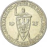 5 рейхсмарок 1925, A, Тысячелетие Рейнской области (Рейнланда) [Германия]